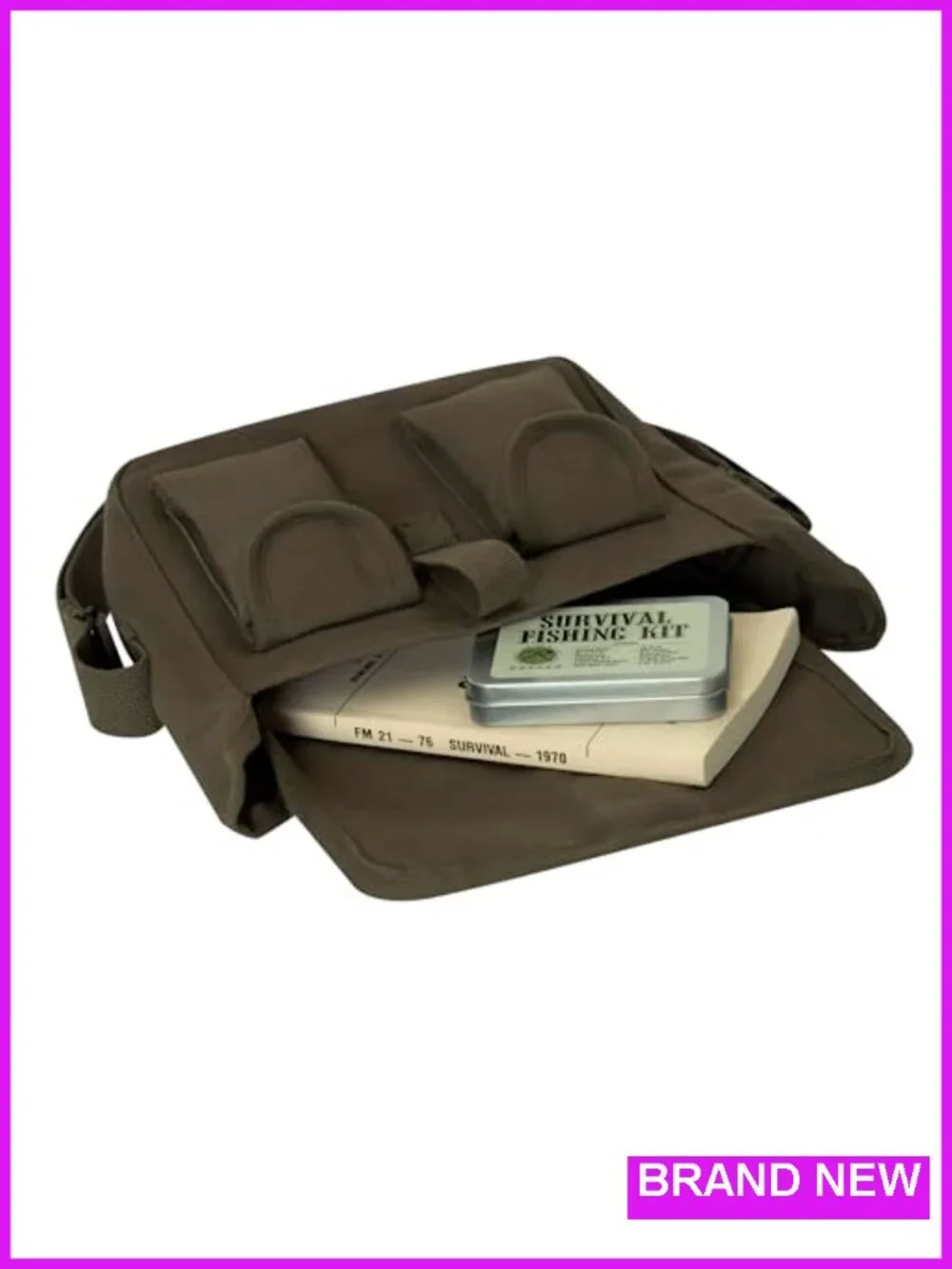 Canvas Crossbody Shoulder Bag with Buckle Flap Pockets